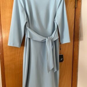 Adrianna Papell Blue Long Sleeve Sheath Dress